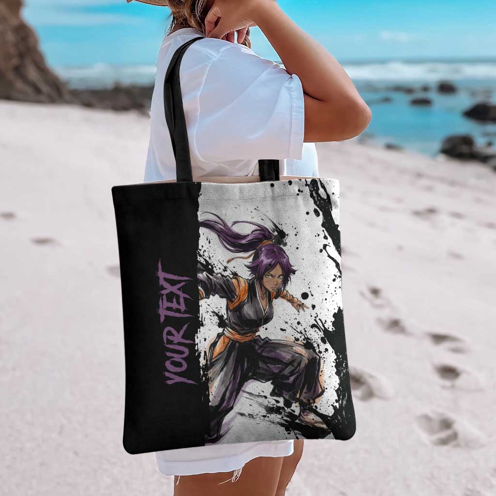 Personalized Yoruichi Shihouin Tote Bag Ink Splash Anime Brush Style