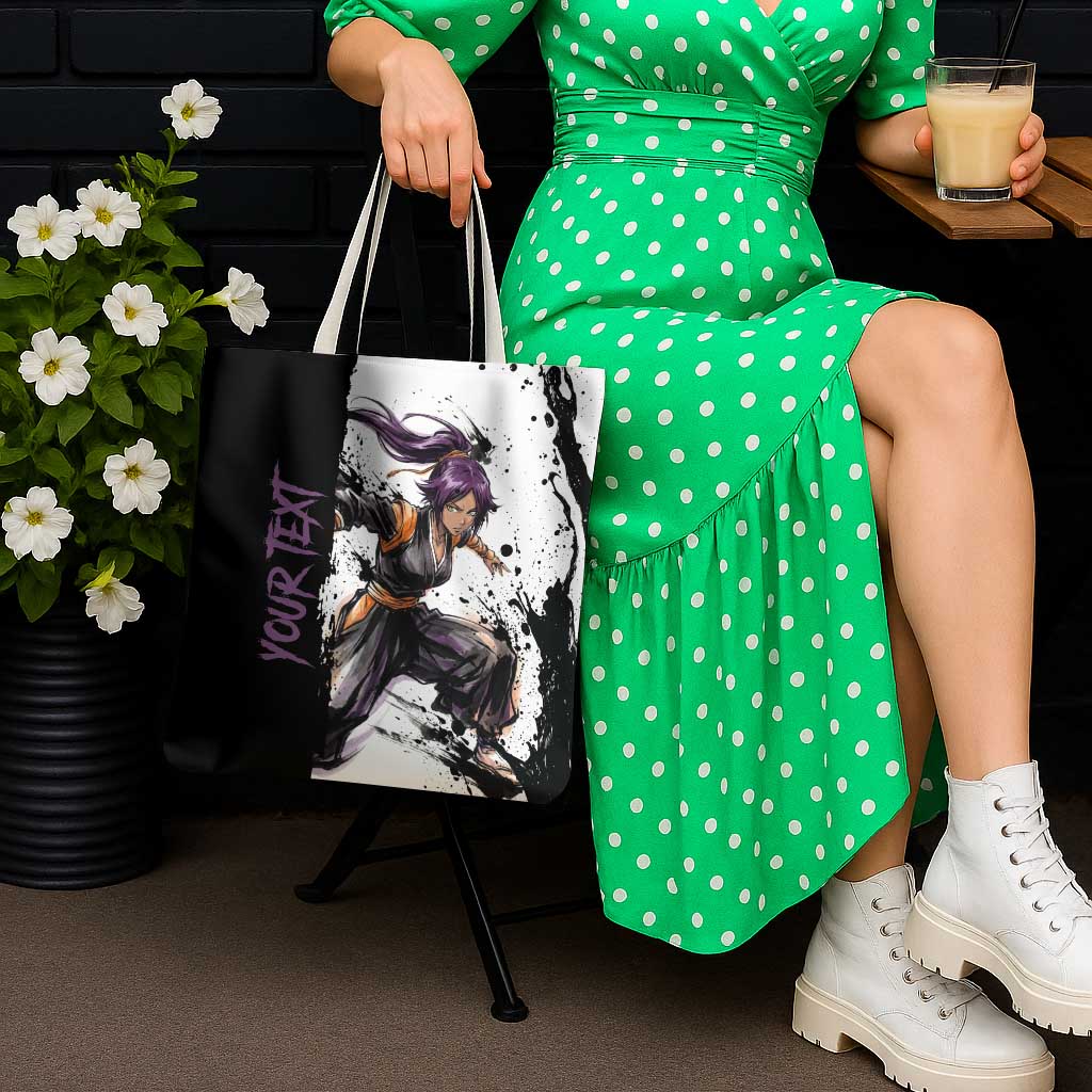 Personalized Yoruichi Shihouin Tote Bag Ink Splash Anime Brush Style