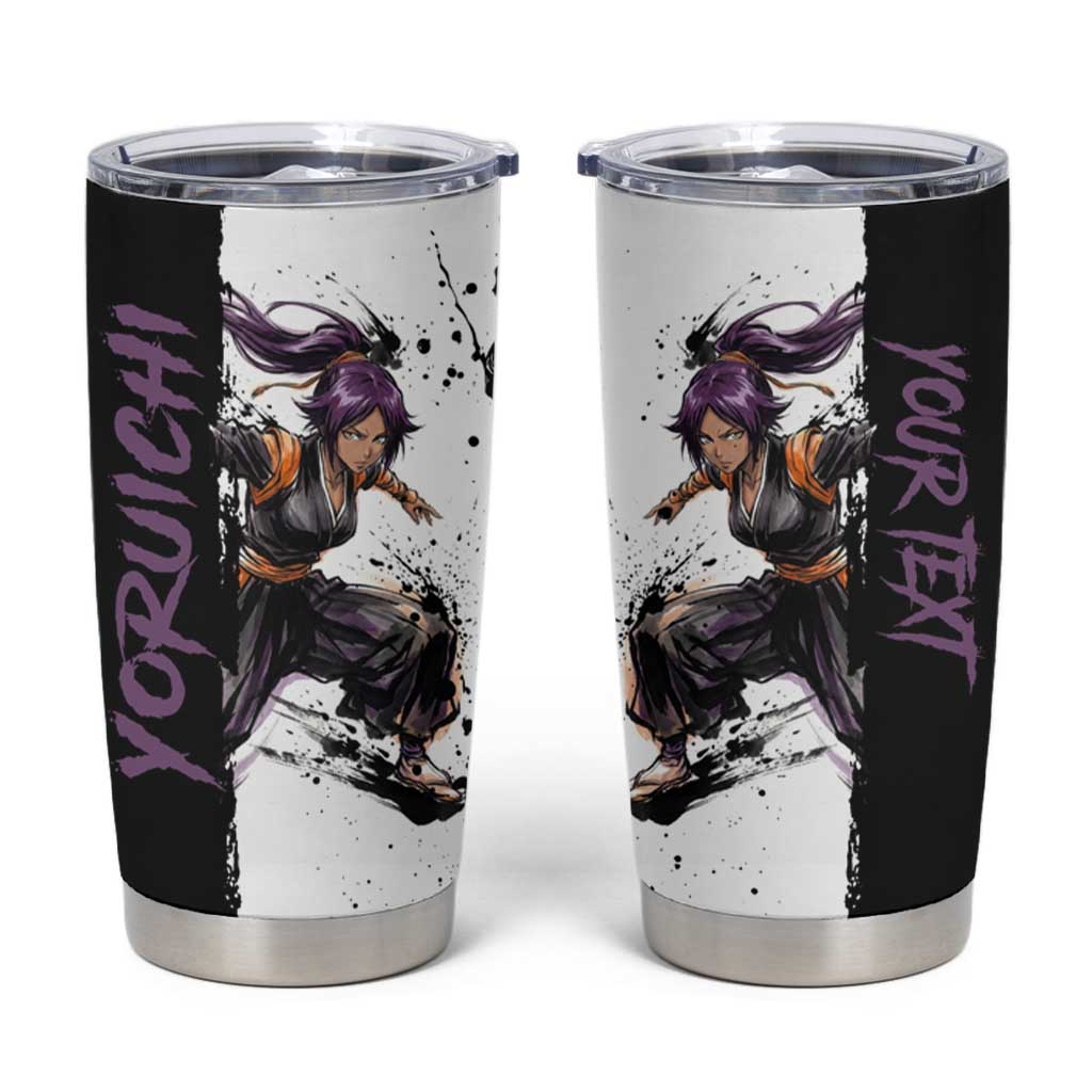 Personalized Yoruichi Shihouin Tumbler Cup Ink Splash Anime Brush Style