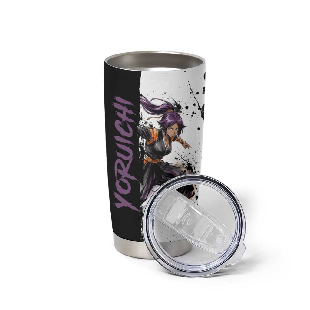 Personalized Yoruichi Shihouin Tumbler Cup Ink Splash Anime Brush Style