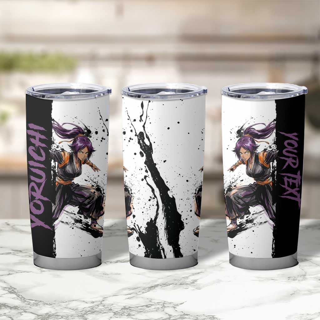 Personalized Yoruichi Shihouin Tumbler Cup Ink Splash Anime Brush Style
