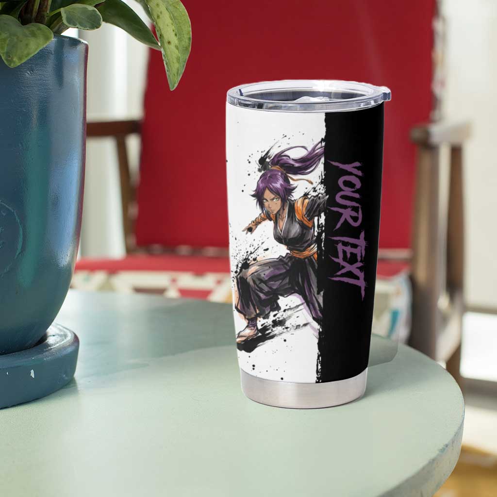 Personalized Yoruichi Shihouin Tumbler Cup Ink Splash Anime Brush Style