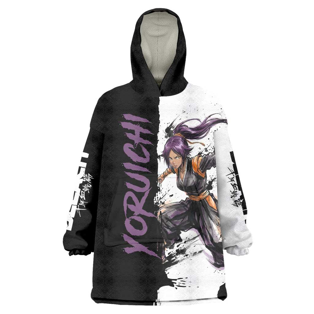 Personalized Yoruichi Shihouin Wearable Blanket Hoodie Ink Splash Anime Brush Style