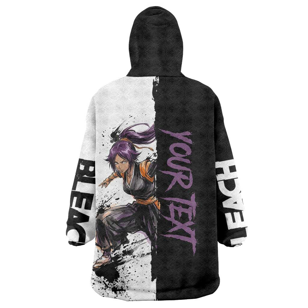 Personalized Yoruichi Shihouin Wearable Blanket Hoodie Ink Splash Anime Brush Style