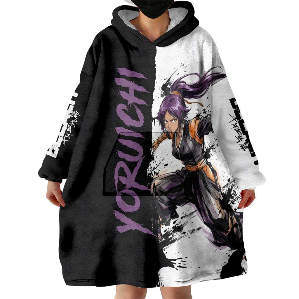 Personalized Yoruichi Shihouin Wearable Blanket Hoodie Ink Splash Anime Brush Style