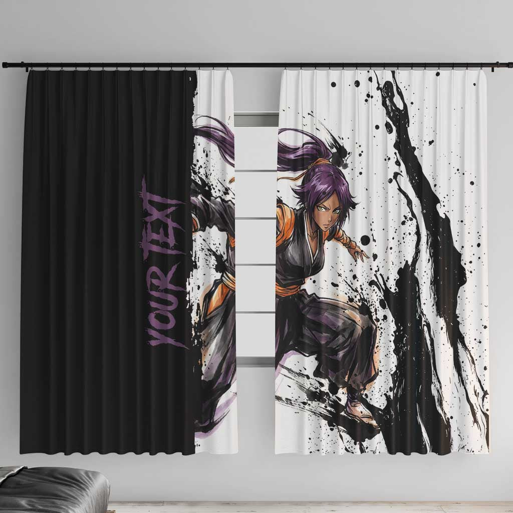Personalized Yoruichi Shihouin Window Curtain Ink Splash Anime Brush Style