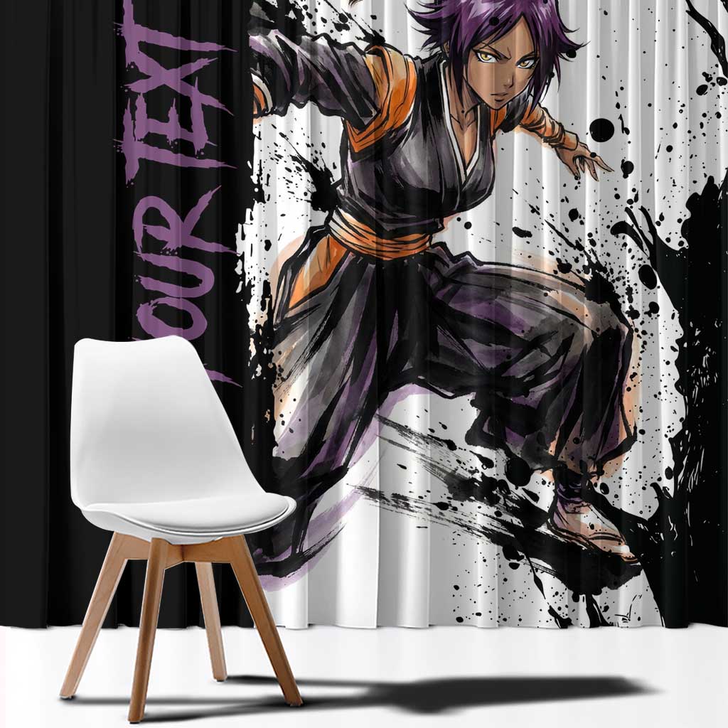 Personalized Yoruichi Shihouin Window Curtain Ink Splash Anime Brush Style
