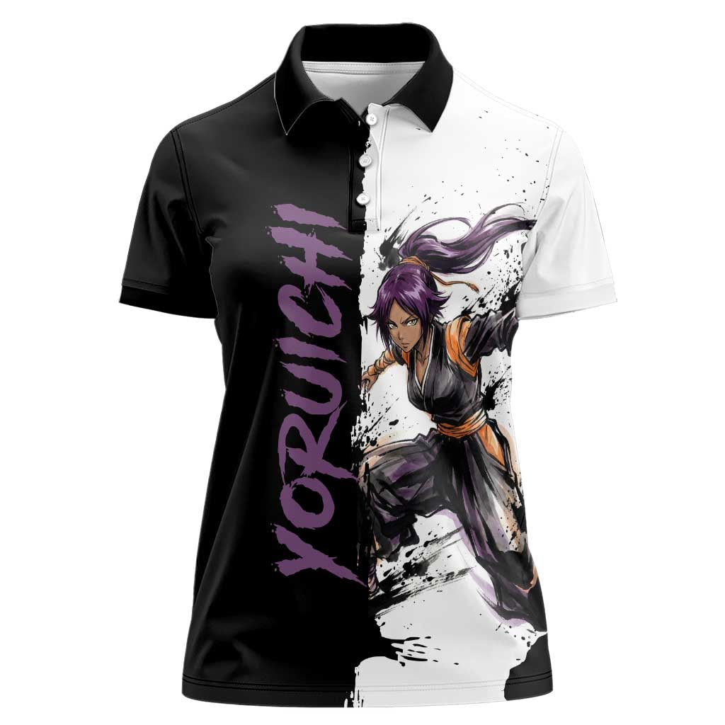 Personalized Yoruichi Shihouin Women Polo Shirt Ink Splash Anime Brush Style