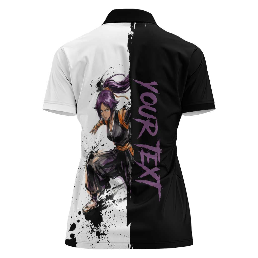 Personalized Yoruichi Shihouin Women Polo Shirt Ink Splash Anime Brush Style