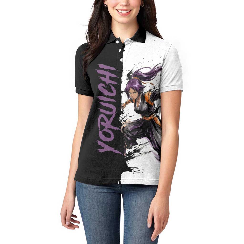 Personalized Yoruichi Shihouin Women Polo Shirt Ink Splash Anime Brush Style