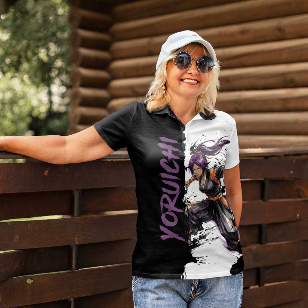 Personalized Yoruichi Shihouin Women Polo Shirt Ink Splash Anime Brush Style