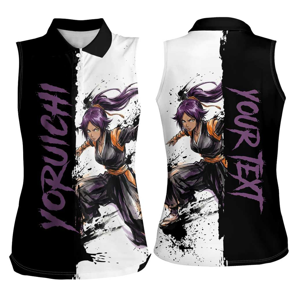 Personalized Yoruichi Shihouin Women Sleeveless Polo Shirt Ink Splash Anime Brush Style