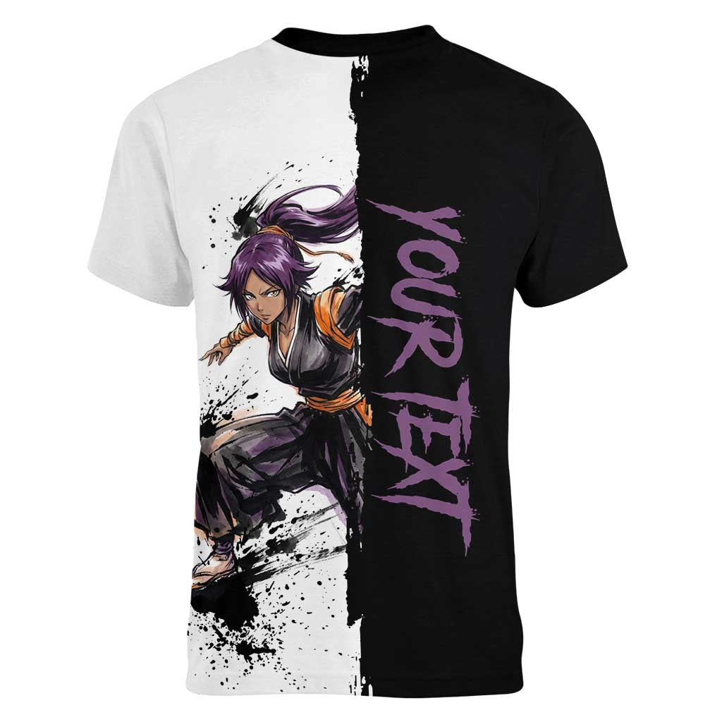 Personalized Yoruichi Shihouin Women V-Neck T-Shirt Ink Splash Anime Brush Style