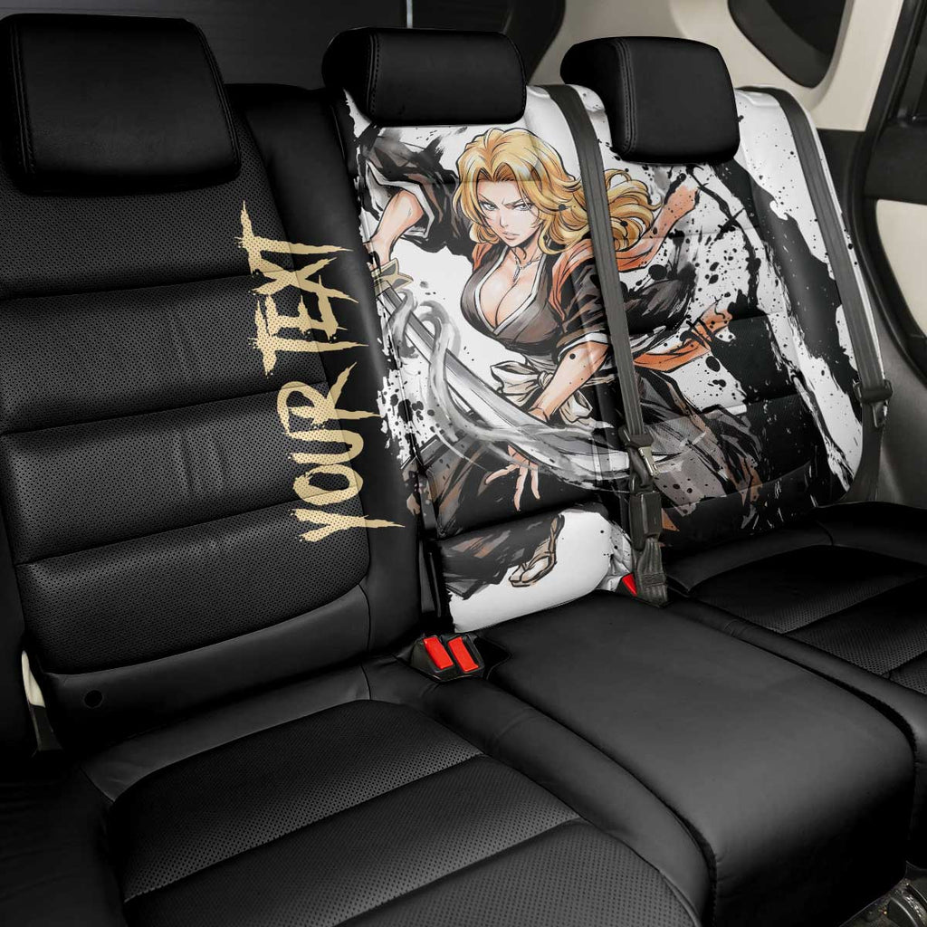 Personalized Rangiku Matsumoto Back Car Seat Cover Ink Splash Anime Brush Style