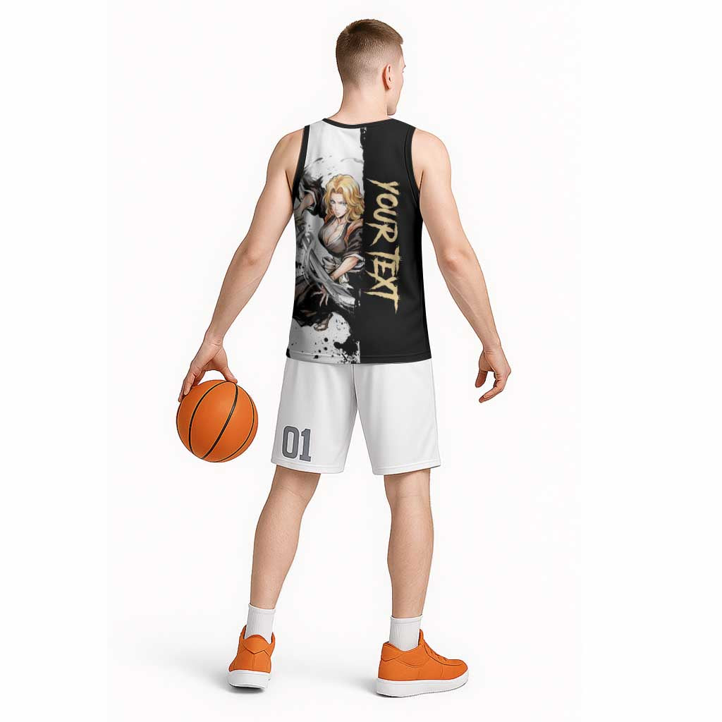 Personalized Rangiku Matsumoto Basketball Jersey Ink Splash Anime Brush Style