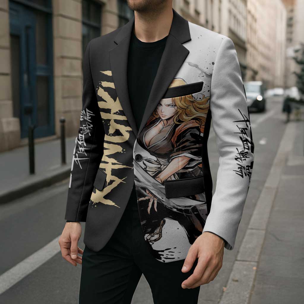 Personalized Rangiku Matsumoto Blazer Ink Splash Anime Brush Style