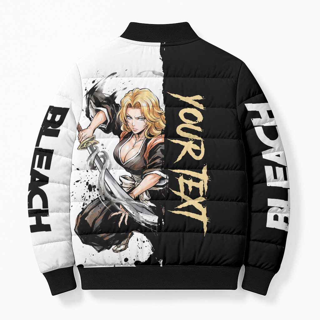 Personalized Rangiku Matsumoto Bomber Puffer Jacket Ink Splash Anime Brush Style