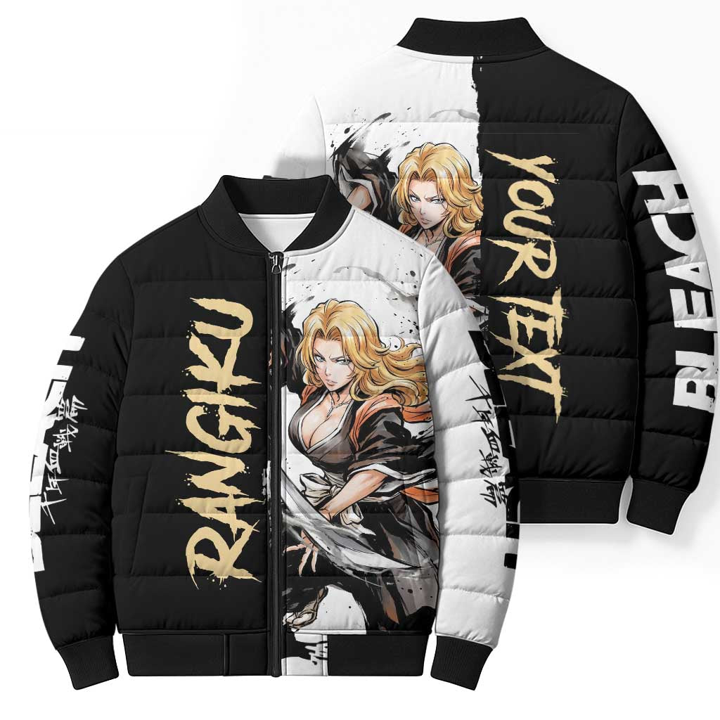 Personalized Rangiku Matsumoto Bomber Puffer Jacket Ink Splash Anime Brush Style