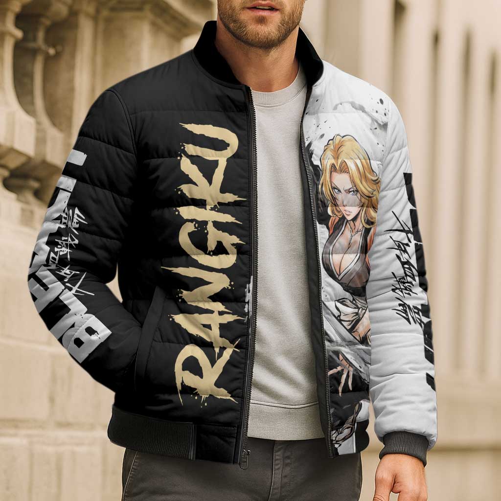 Personalized Rangiku Matsumoto Bomber Puffer Jacket Ink Splash Anime Brush Style