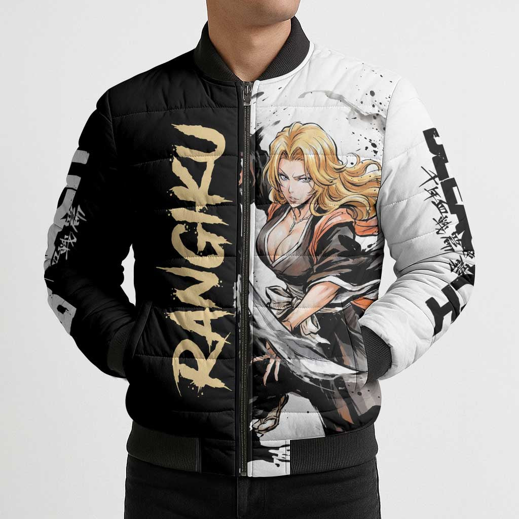 Personalized Rangiku Matsumoto Bomber Puffer Jacket Ink Splash Anime Brush Style