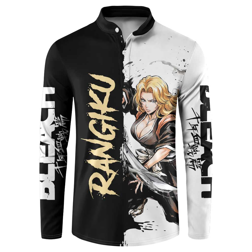 Personalized Rangiku Matsumoto Button Sweatshirt Ink Splash Anime Brush Style