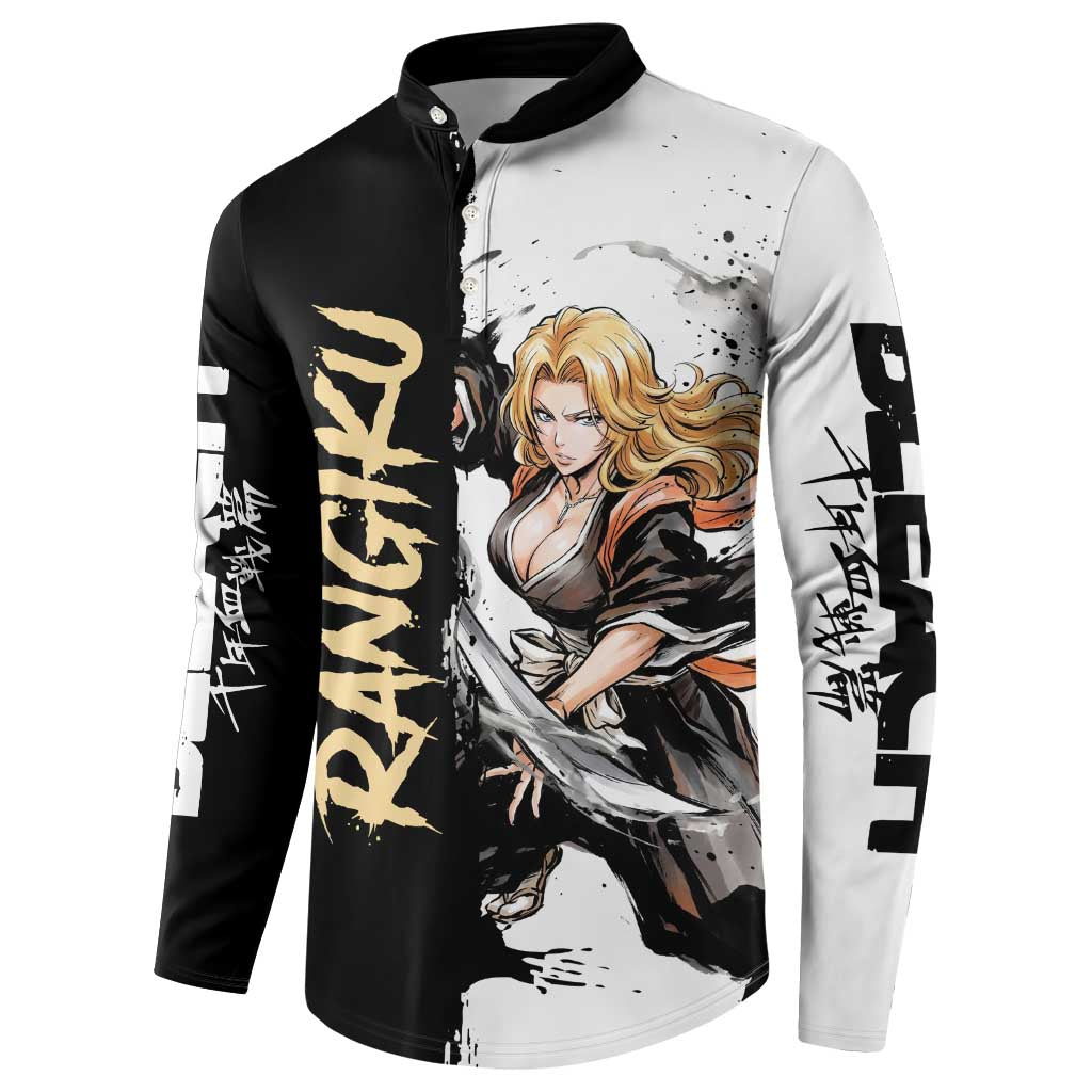 Personalized Rangiku Matsumoto Button Sweatshirt Ink Splash Anime Brush Style