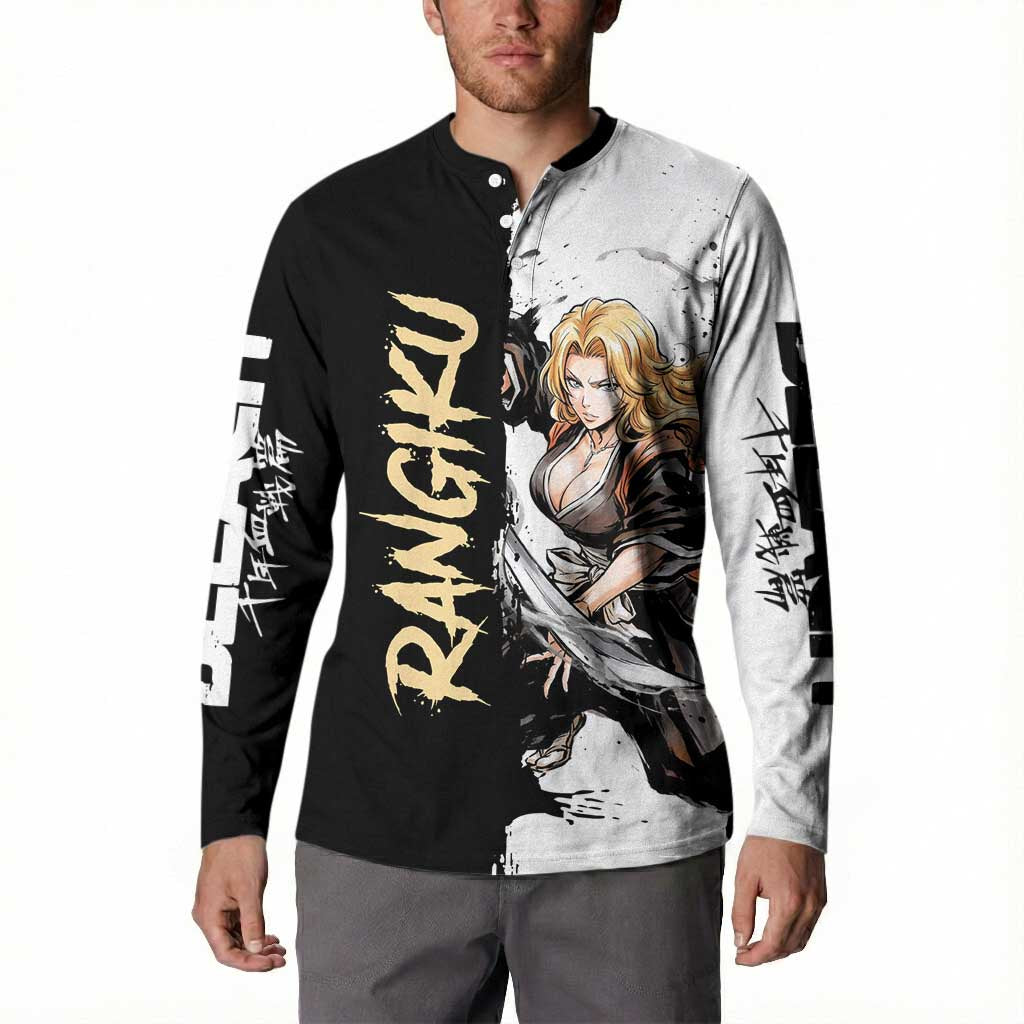 Personalized Rangiku Matsumoto Button Sweatshirt Ink Splash Anime Brush Style