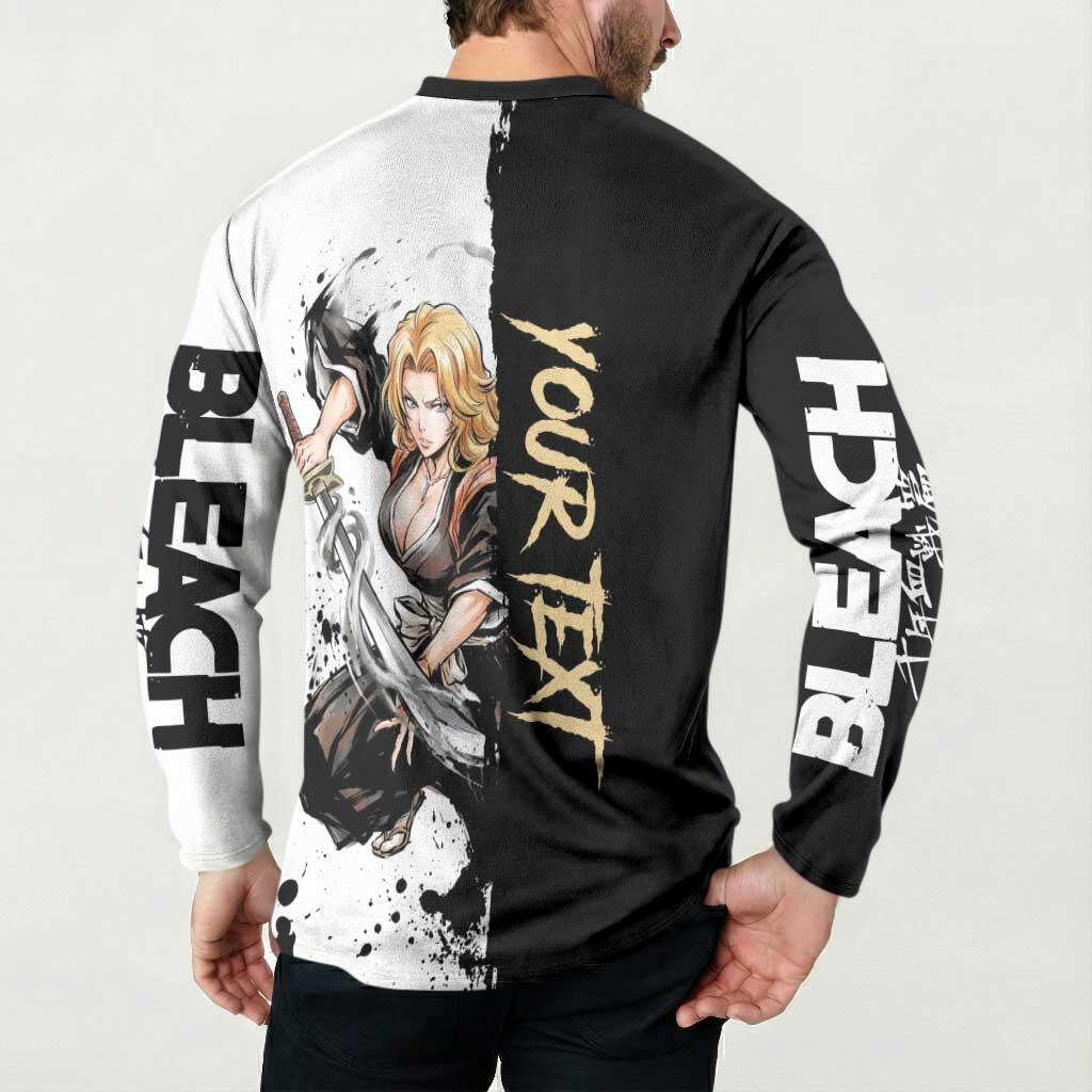 Personalized Rangiku Matsumoto Button Sweatshirt Ink Splash Anime Brush Style