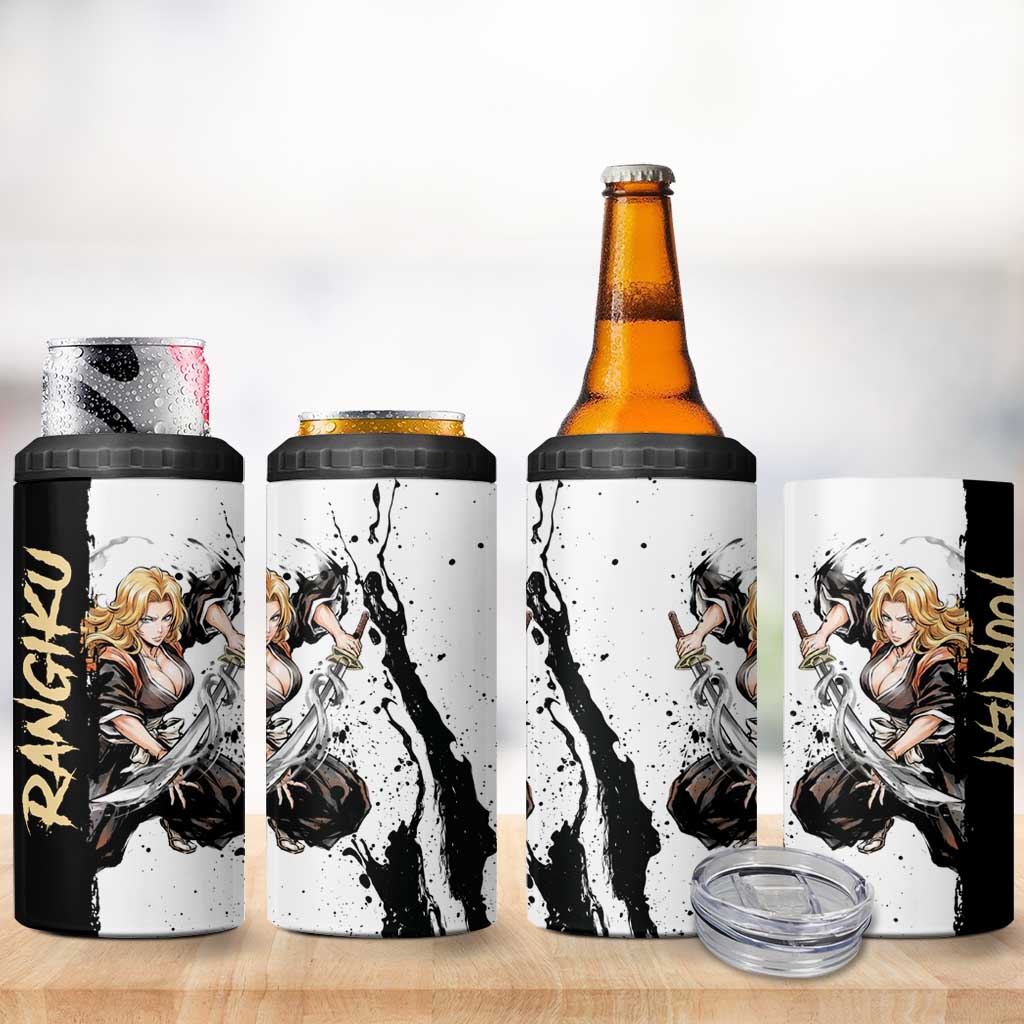 Personalized Rangiku Matsumoto 4 in 1 Can Cooler Tumbler Ink Splash Anime Brush Style