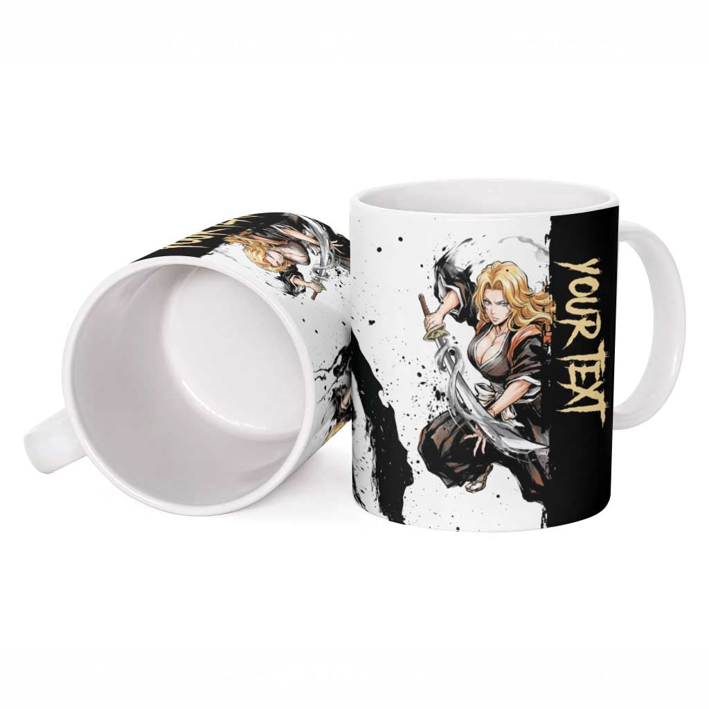 Personalized Rangiku Matsumoto Ceramic Mug Ink Splash Anime Brush Style