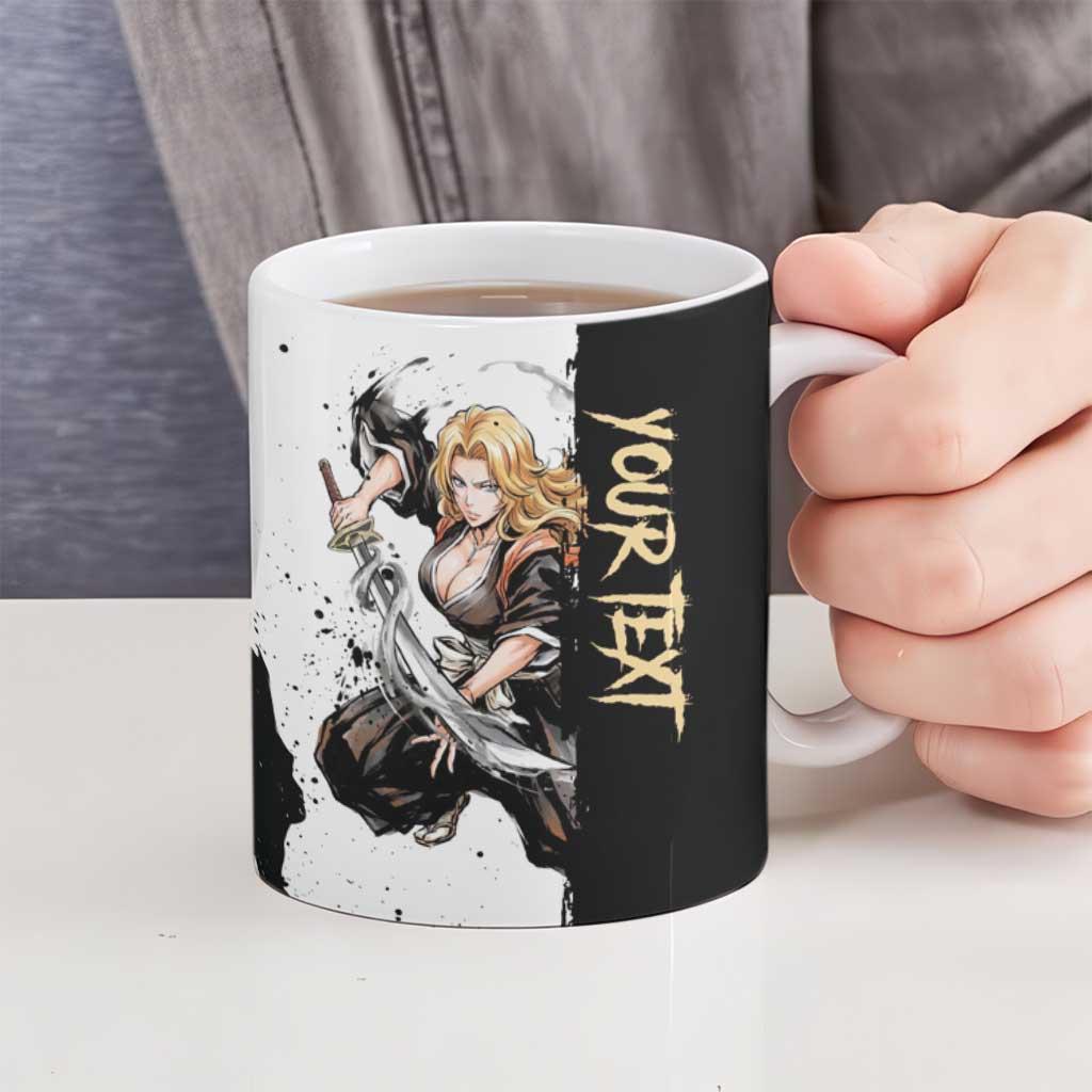 Personalized Rangiku Matsumoto Ceramic Mug Ink Splash Anime Brush Style