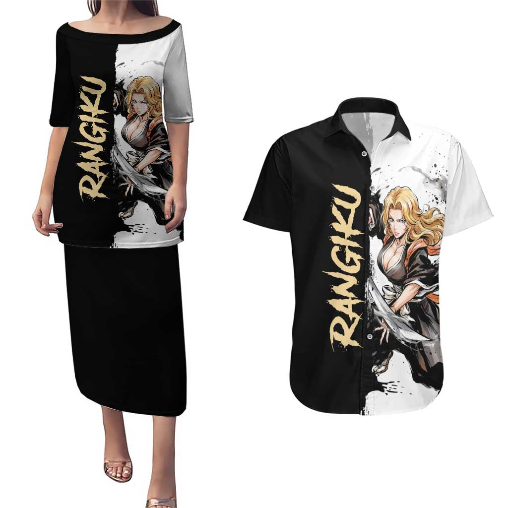 Personalized Rangiku Matsumoto Couples Matching Puletasi and Hawaiian Shirt Ink Splash Anime Brush Style