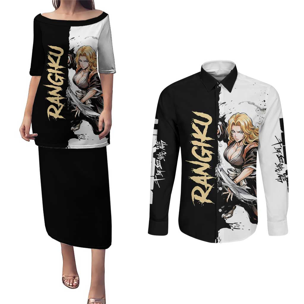 Personalized Rangiku Matsumoto Couples Matching Puletasi and Long Sleeve Button Shirt Ink Splash Anime Brush Style