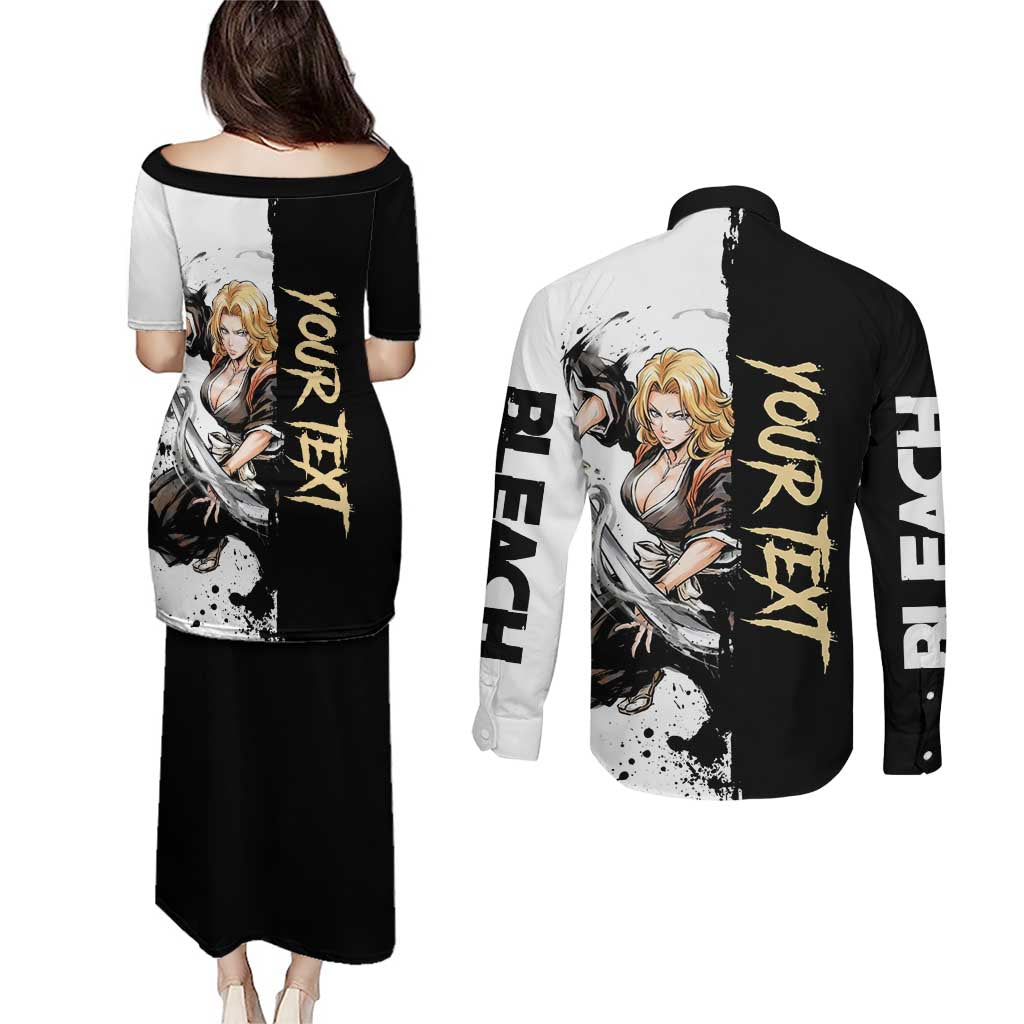 Personalized Rangiku Matsumoto Couples Matching Puletasi and Long Sleeve Button Shirt Ink Splash Anime Brush Style