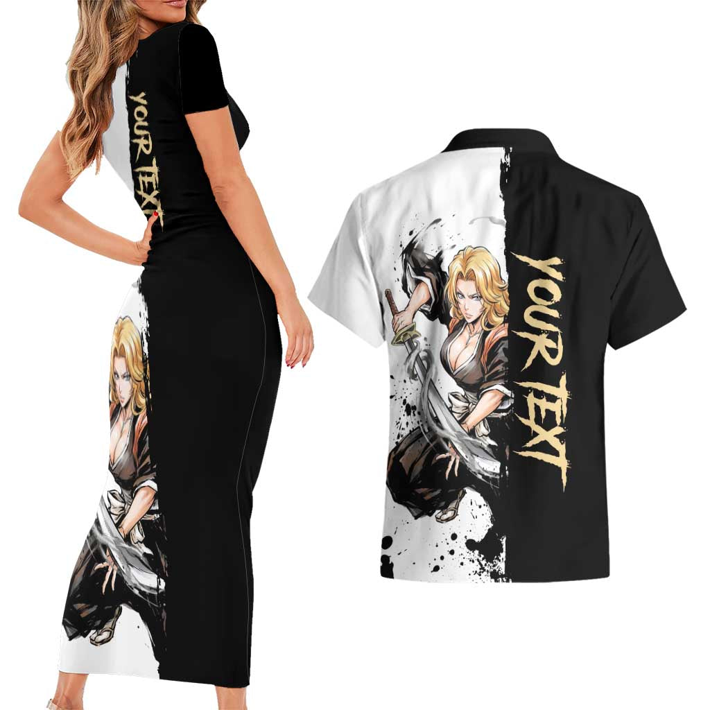 Personalized Rangiku Matsumoto Couples Matching Short Sleeve Bodycon Dress and Hawaiian Shirt Ink Splash Anime Brush Style