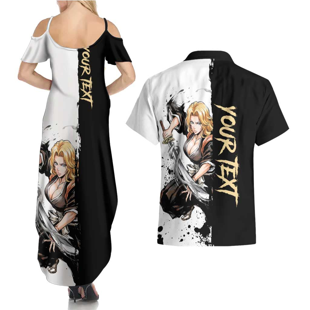 Personalized Rangiku Matsumoto Couples Matching Summer Maxi Dress and Hawaiian Shirt Ink Splash Anime Brush Style