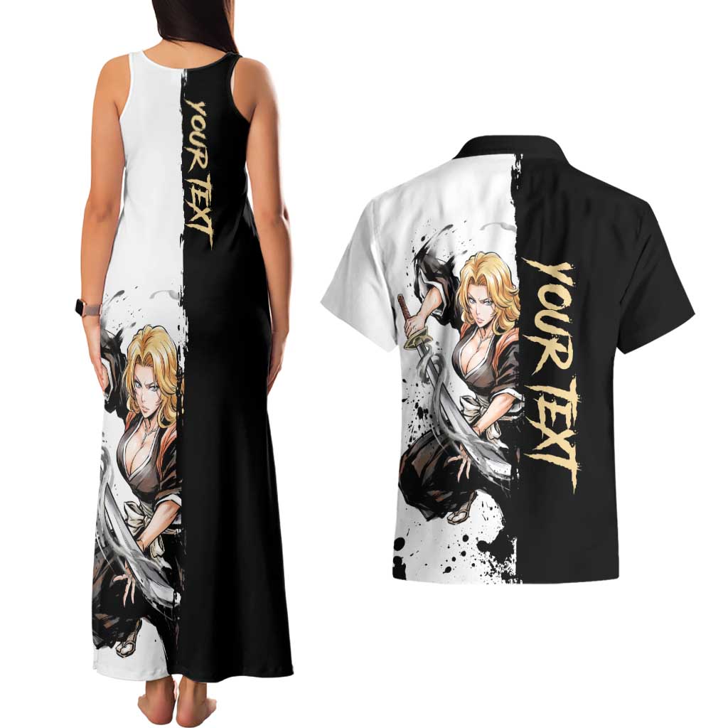 Personalized Rangiku Matsumoto Couples Matching Tank Maxi Dress and Hawaiian Shirt Ink Splash Anime Brush Style