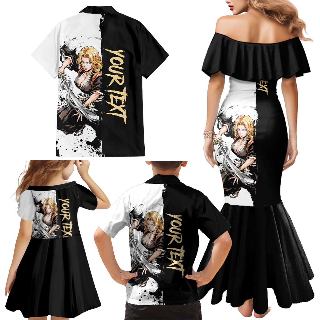 Personalized Rangiku Matsumoto Family Matching Mermaid Dress and Hawaiian Shirt Ink Splash Anime Brush Style