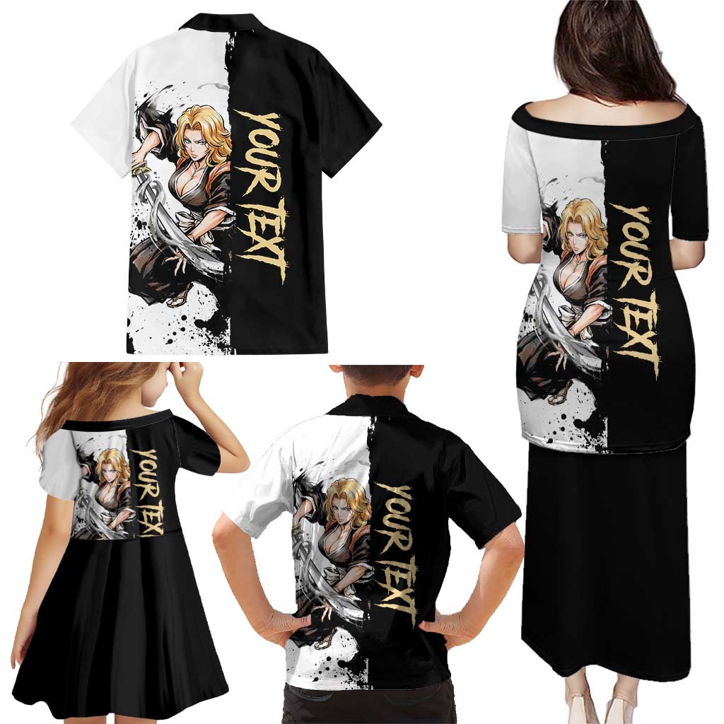 Personalized Rangiku Matsumoto Family Matching Puletasi and Hawaiian Shirt Ink Splash Anime Brush Style