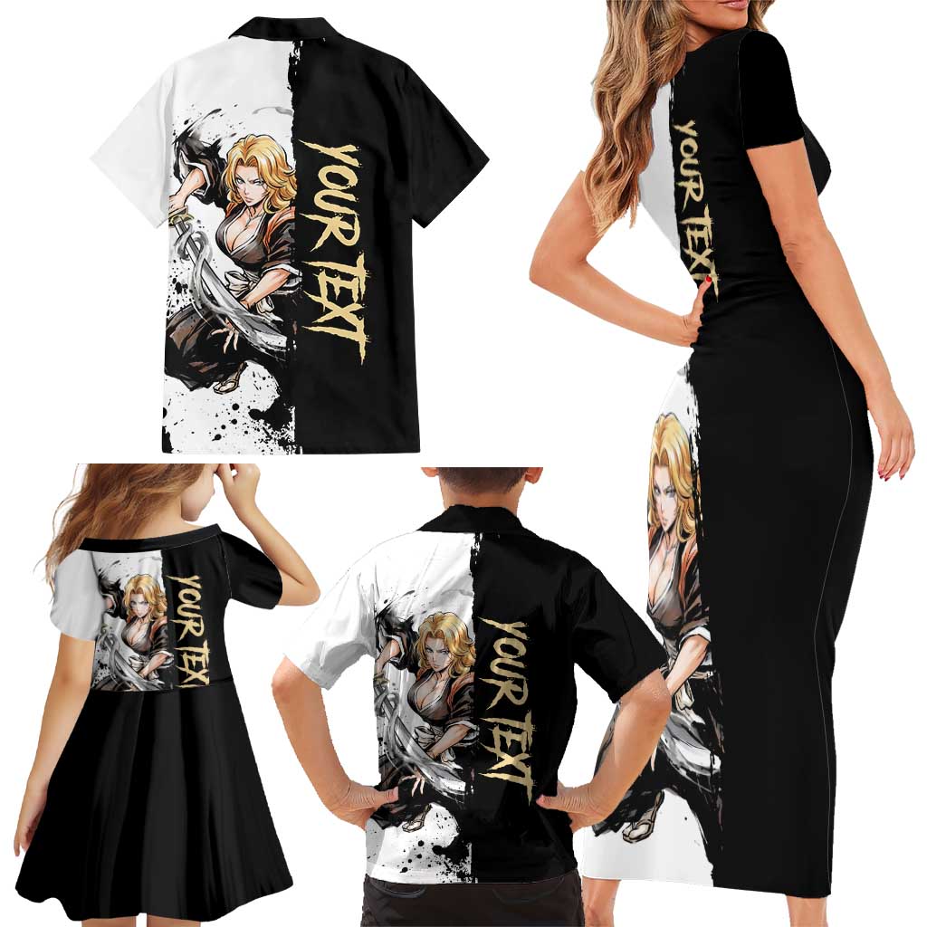 Personalized Rangiku Matsumoto Family Matching Short Sleeve Bodycon Dress and Hawaiian Shirt Ink Splash Anime Brush Style