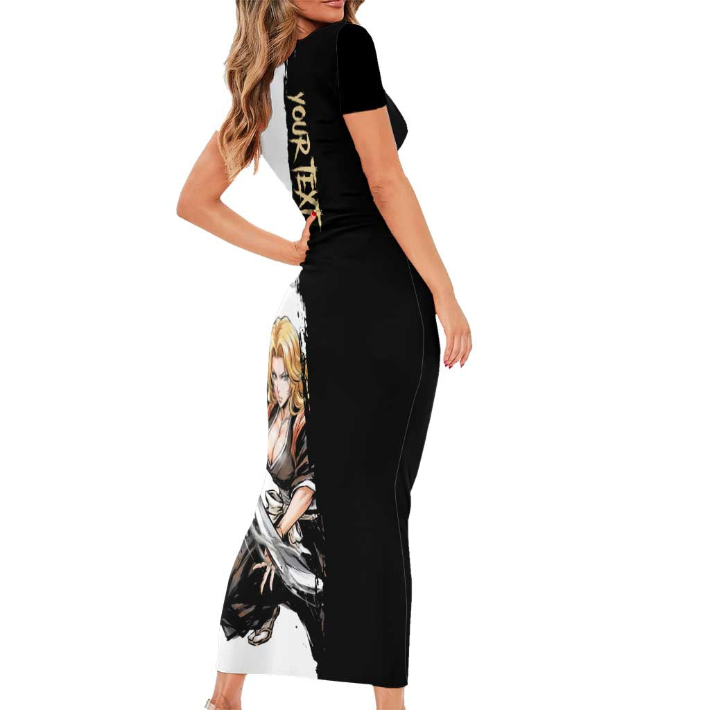 Personalized Rangiku Matsumoto Family Matching Short Sleeve Bodycon Dress and Hawaiian Shirt Ink Splash Anime Brush Style