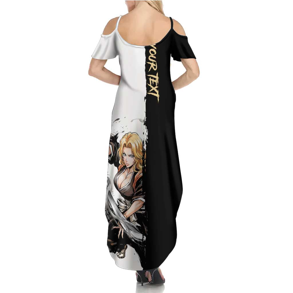 Personalized Rangiku Matsumoto Family Matching Summer Maxi Dress and Hawaiian Shirt Ink Splash Anime Brush Style