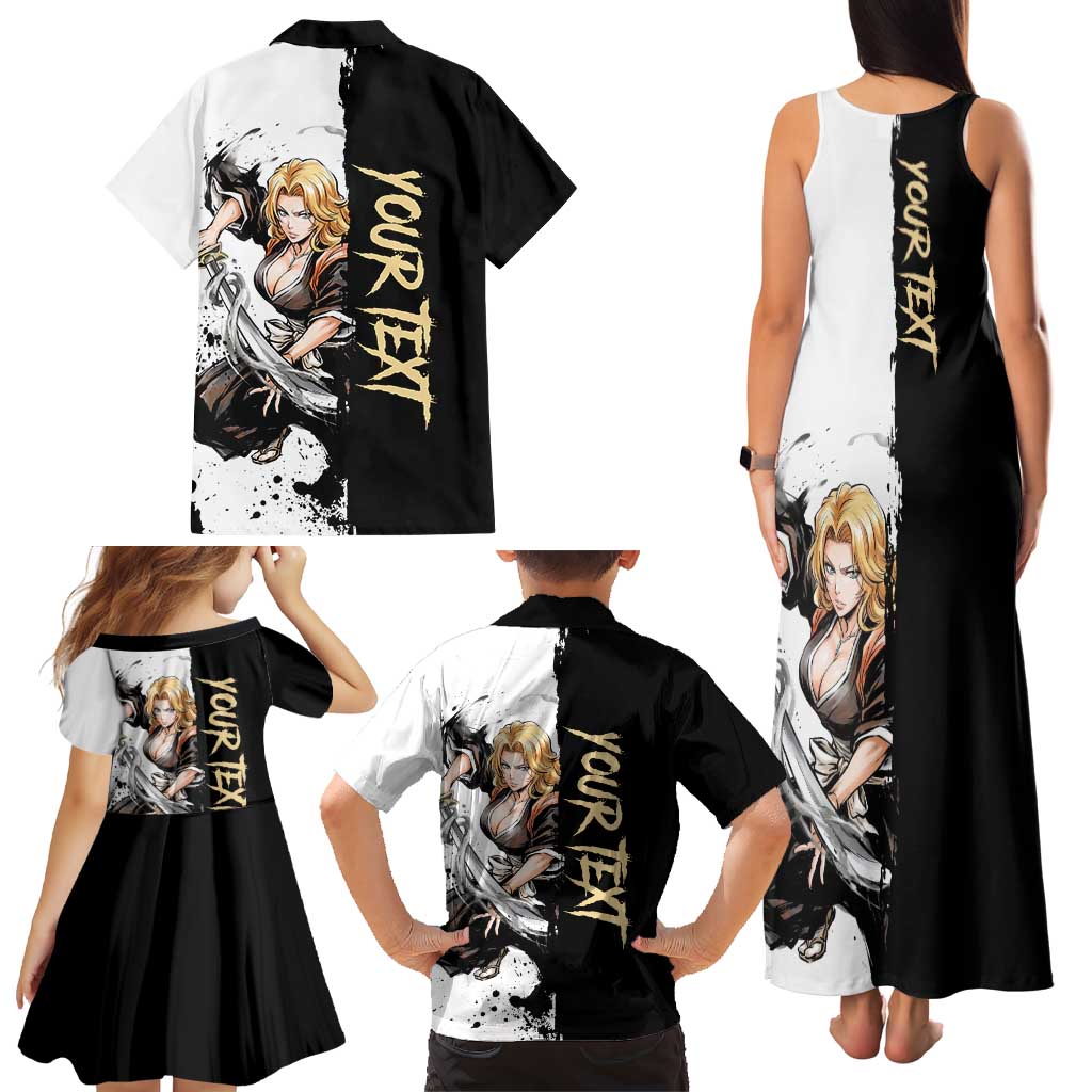 Personalized Rangiku Matsumoto Family Matching Tank Maxi Dress and Hawaiian Shirt Ink Splash Anime Brush Style