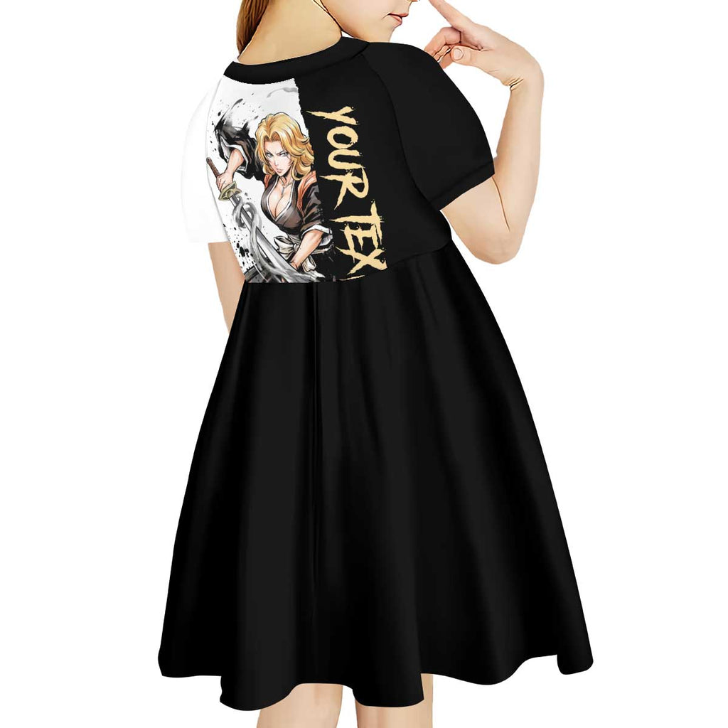Personalized Rangiku Matsumoto Kid Short Sleeve Dress Ink Splash Anime Brush Style