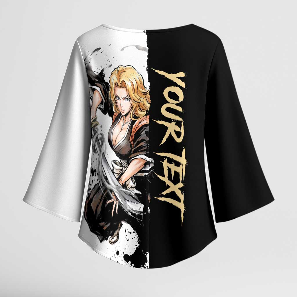 Personalized Rangiku Matsumoto Kimono Sleeve Blouse Ink Splash Anime Brush Style