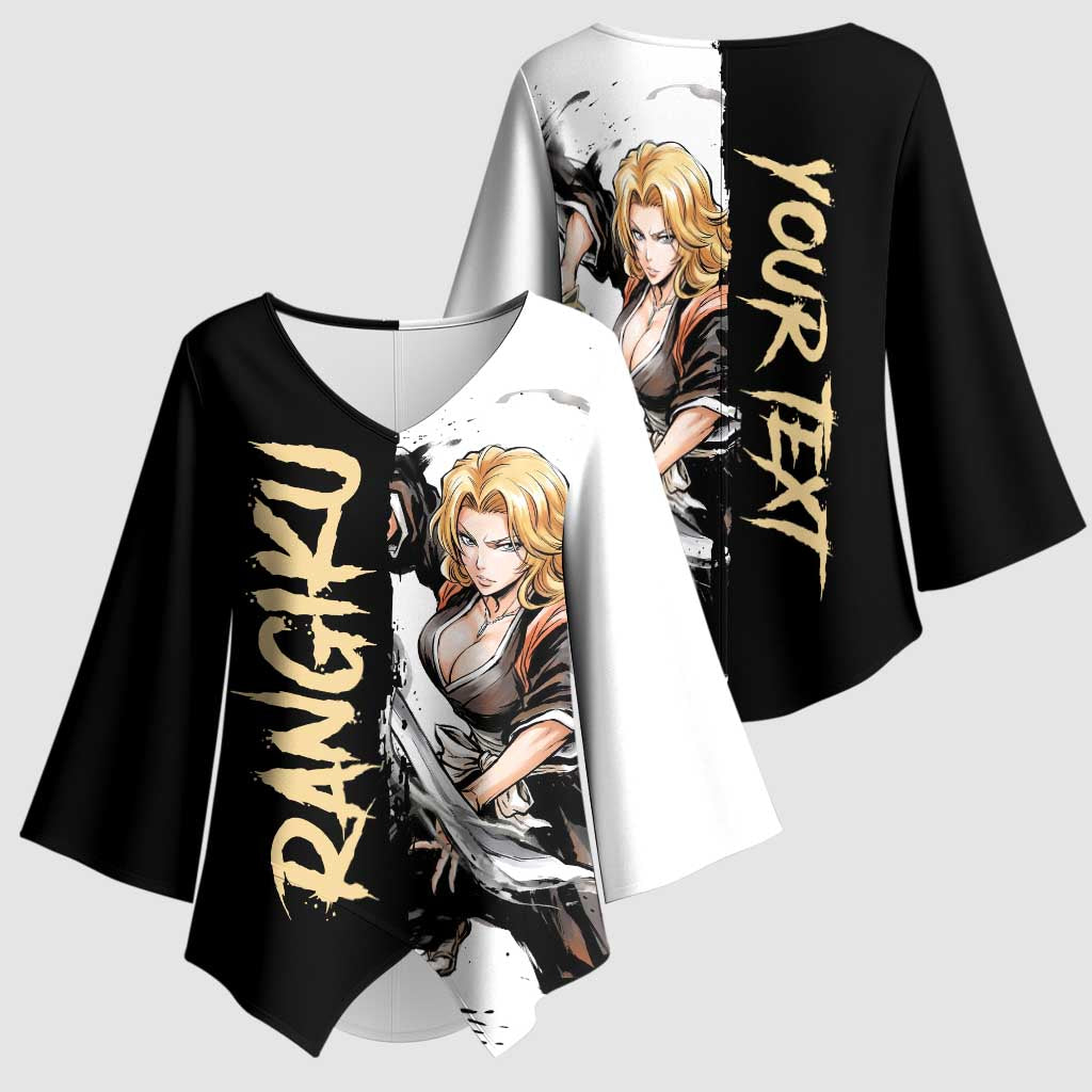 Personalized Rangiku Matsumoto Kimono Sleeve Blouse Ink Splash Anime Brush Style