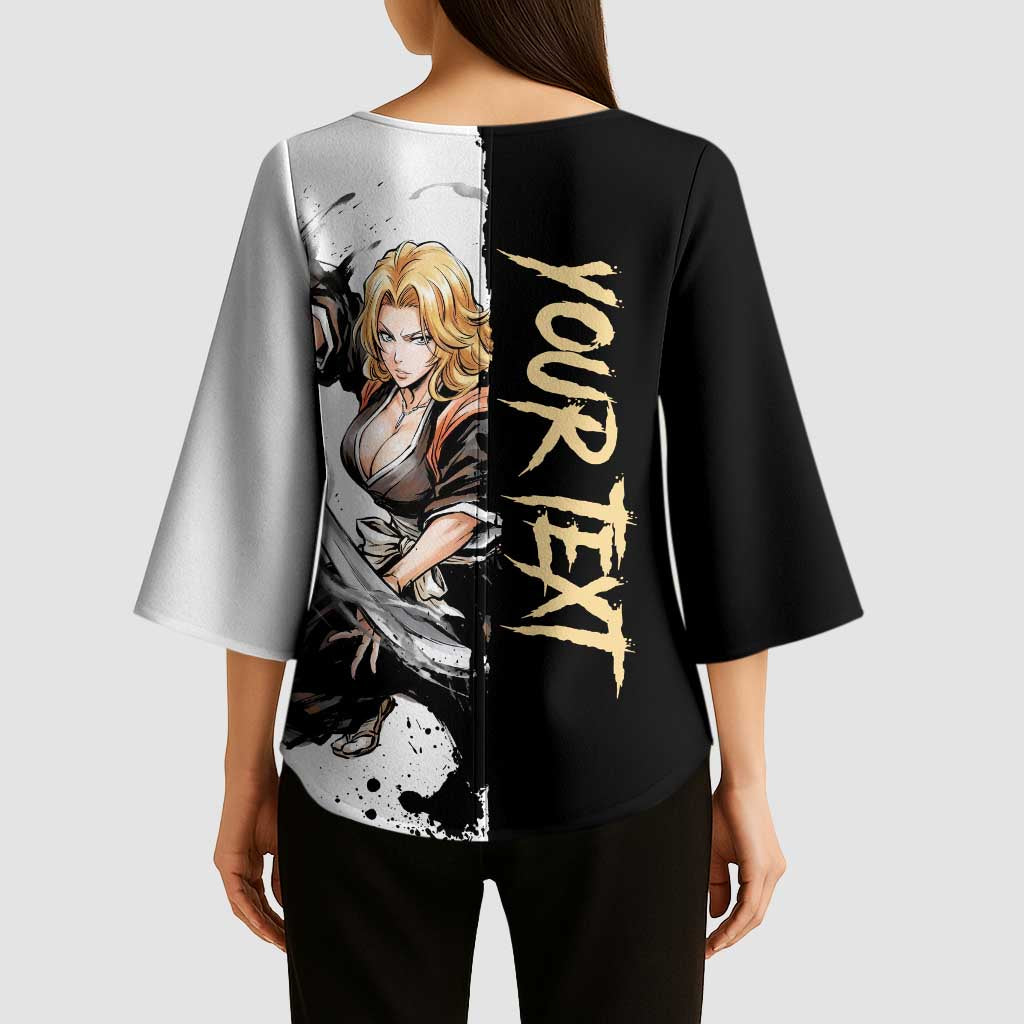 Personalized Rangiku Matsumoto Kimono Sleeve Blouse Ink Splash Anime Brush Style