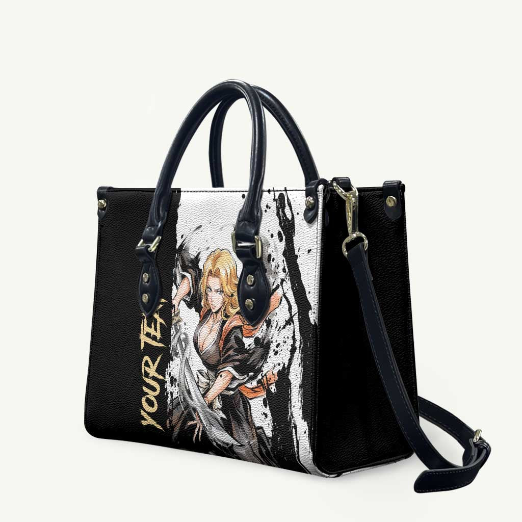 Personalized Rangiku Matsumoto Leather Bag Ink Splash Anime Brush Style