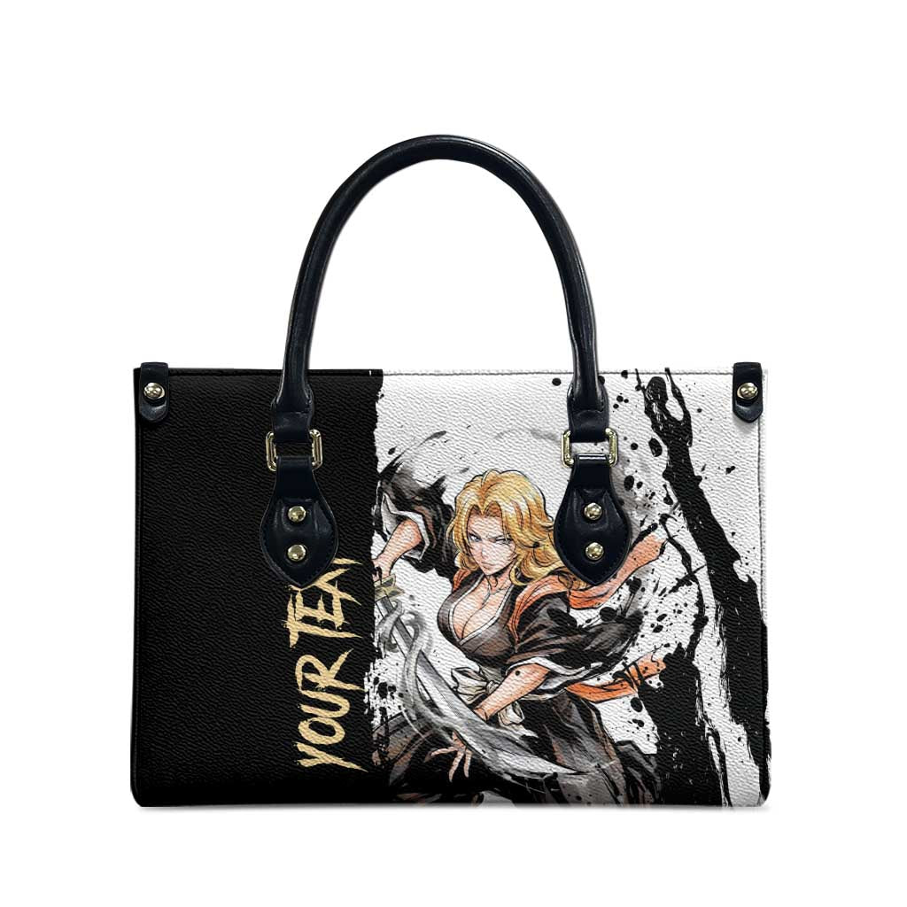 Personalized Rangiku Matsumoto Leather Bag Ink Splash Anime Brush Style