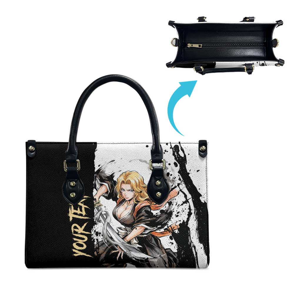 Personalized Rangiku Matsumoto Leather Bag Ink Splash Anime Brush Style